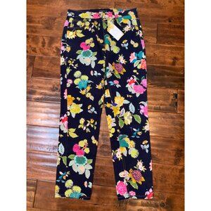 ETRO Milano Blue Dark Wash Denim Floral Print Straight Leg Jeans $800, Size 30